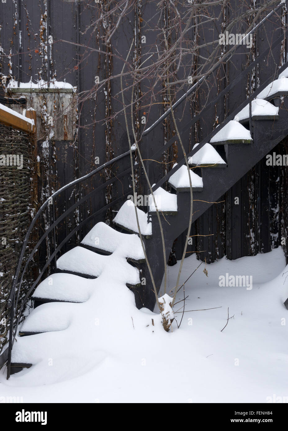 Stairs with snow Stock Photo - Alamy