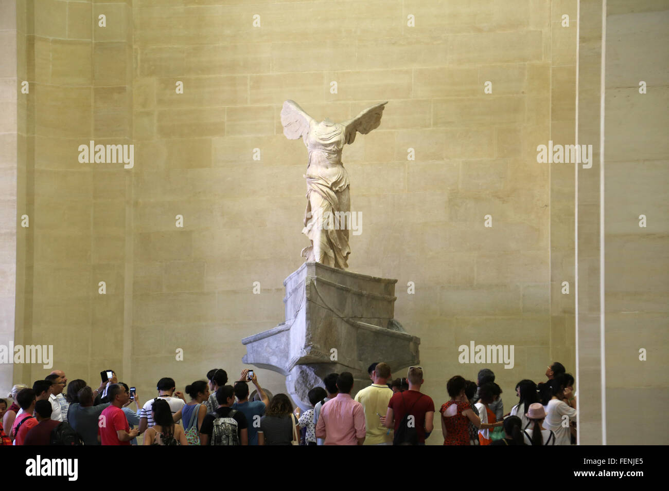 France. Paris. Louvre Museum.  Winged Victory of Samothrace. Ancient Greek. Stock Photo