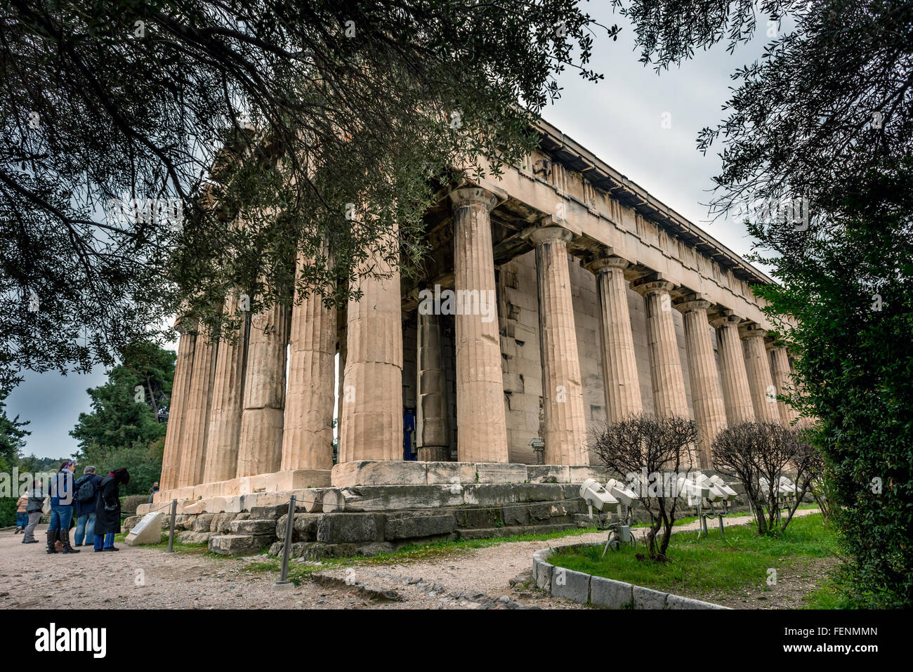 The Temple of Hephaestus, lying by the Ancient Agora of Athens Greece. Stock Photo