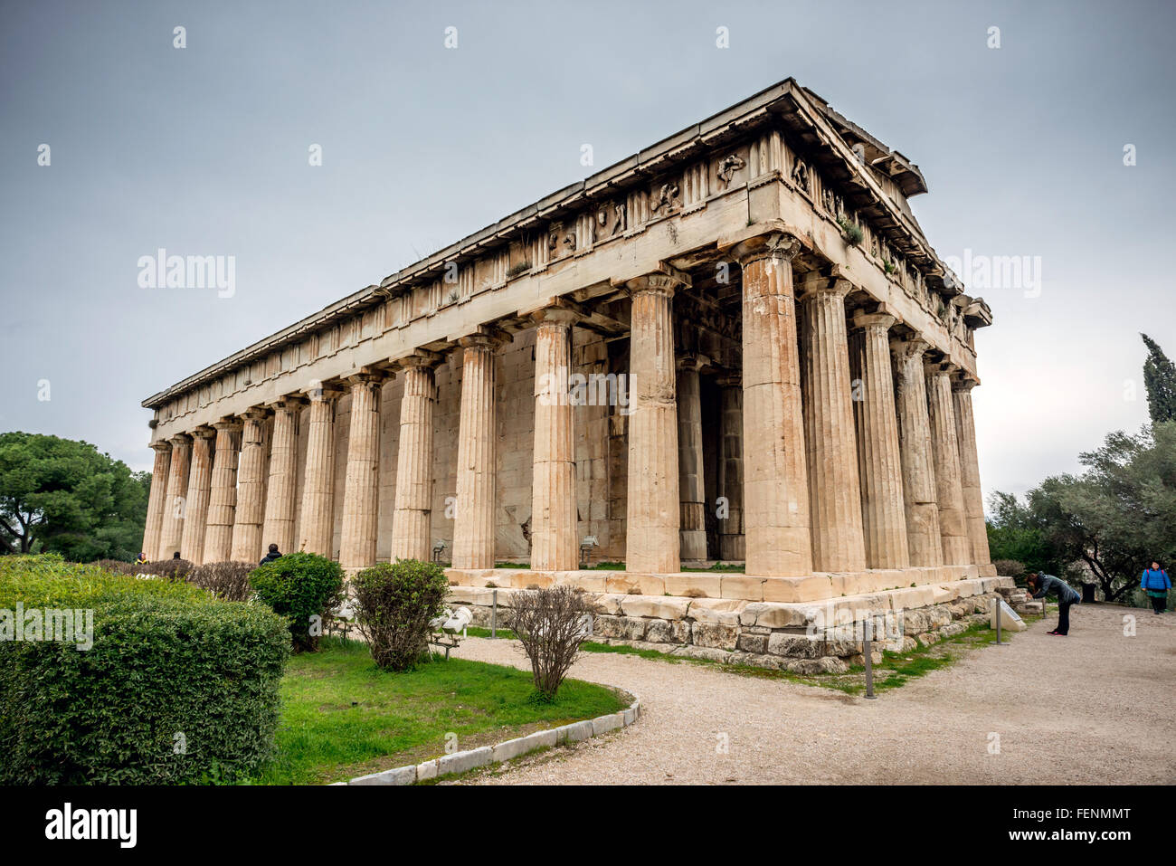 The Temple of Hephaestus, lying by the Ancient Agora of Athens Greece. Stock Photo