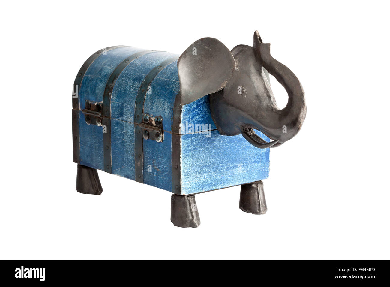 Box shaped like elephant isolated on white Stock Photo