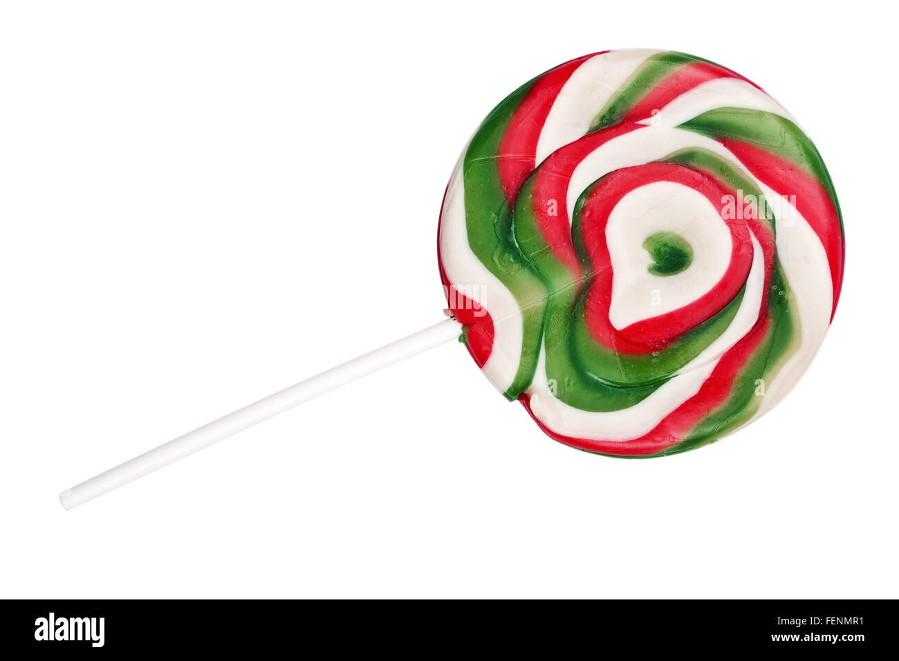 Colorful spiral lollipop isolated on white background Stock Photo