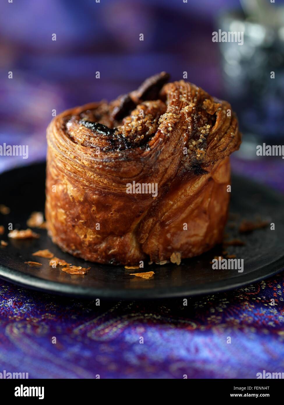 Pecan tart on plate Stock Photo