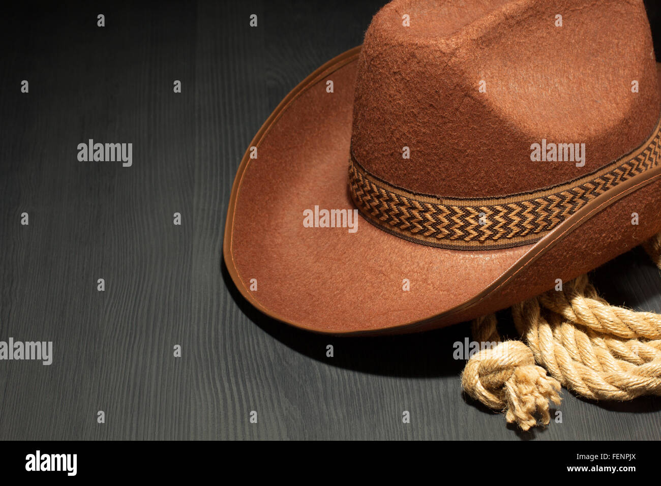 cowboy hat on wooden background Stock Photo - Alamy