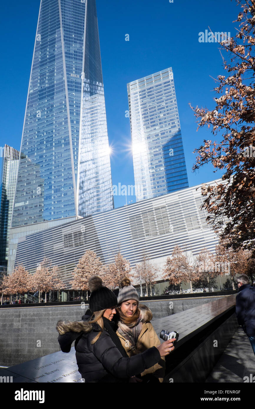 Tourists take a selfie photograph at Ground Zero Memorial, New York ...