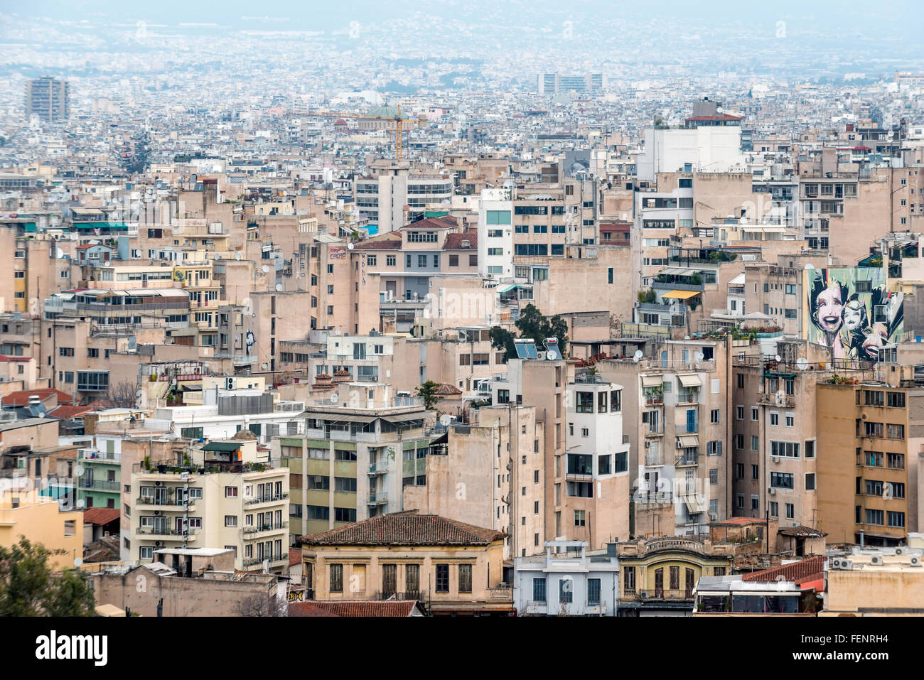 A view across the urban sprawl of Athens in Greece Stock Photo Alamy
