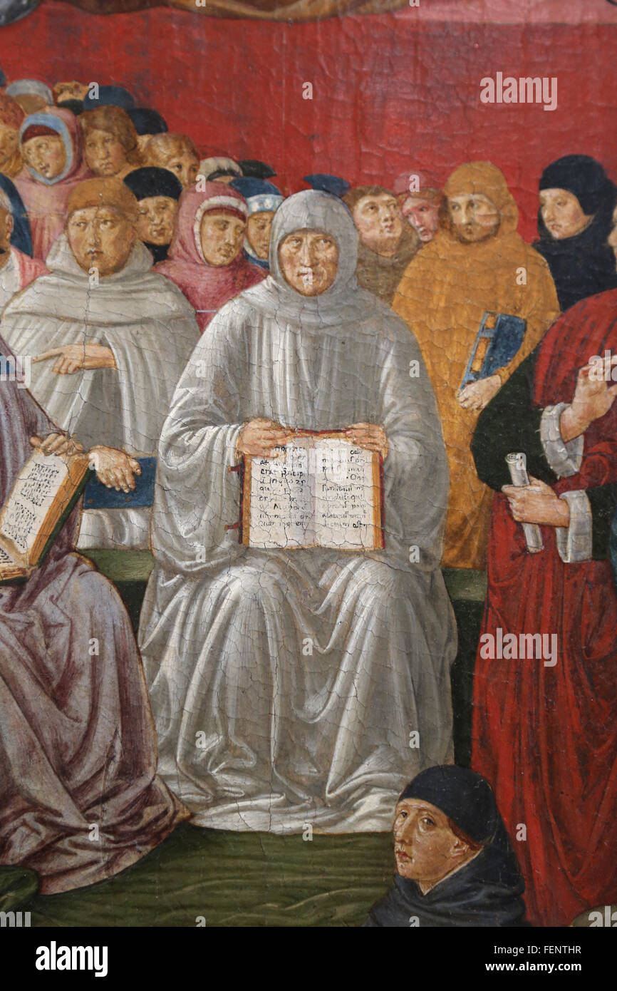 Triumph of St. Thomas Aquinas, 1475. Group of clergymen, 15th century. By Benozzo  Gozzoli (1420-1497). Stock Photo