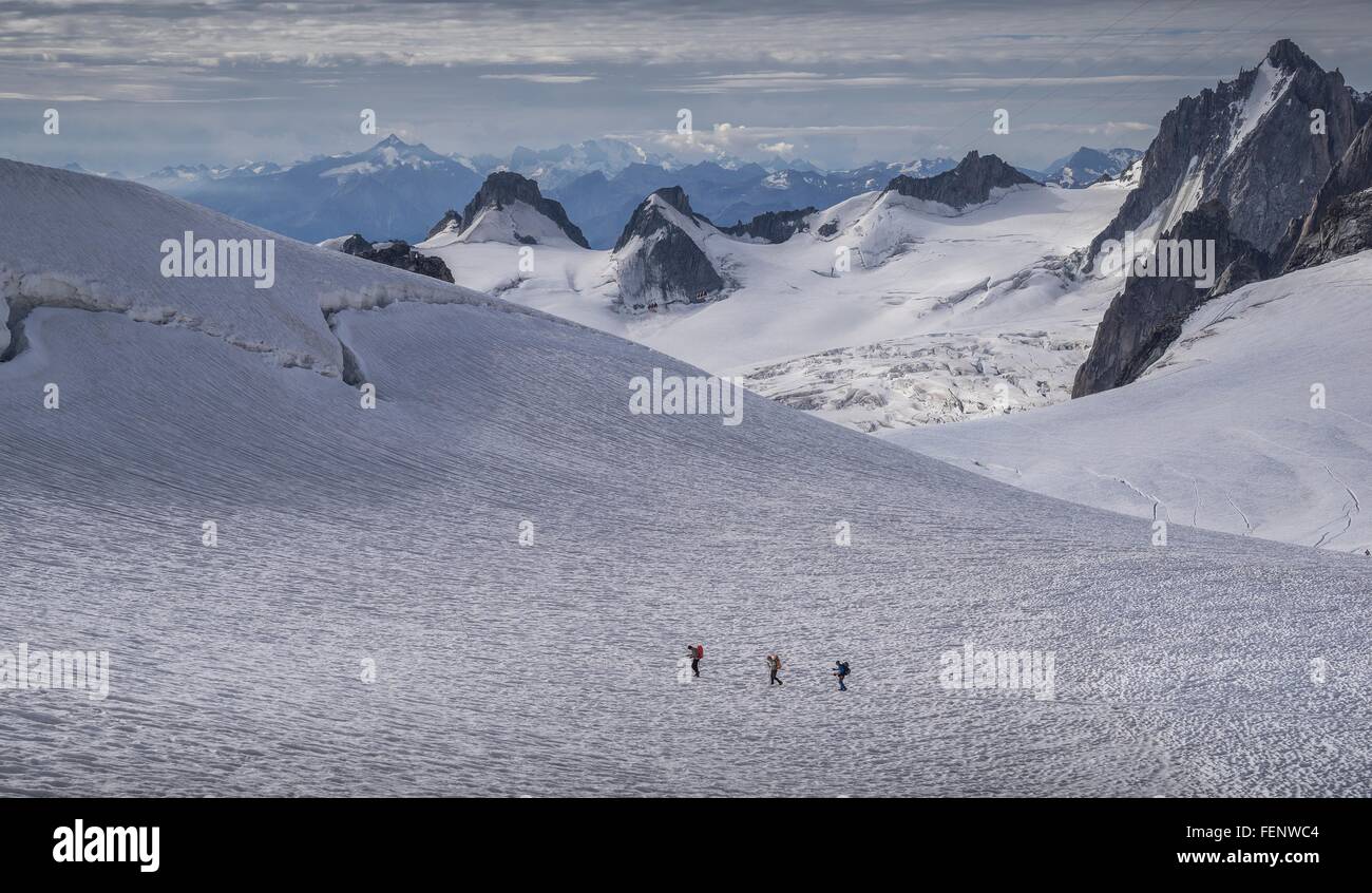 Climbers on glacier, Mer de Glace, Mont Blanc, France Stock Photo