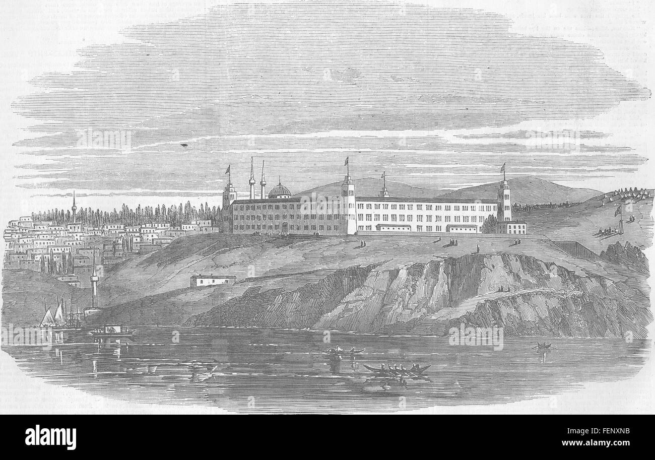 IPSWICH New Artillery Militia Barracks Antique Print 1855