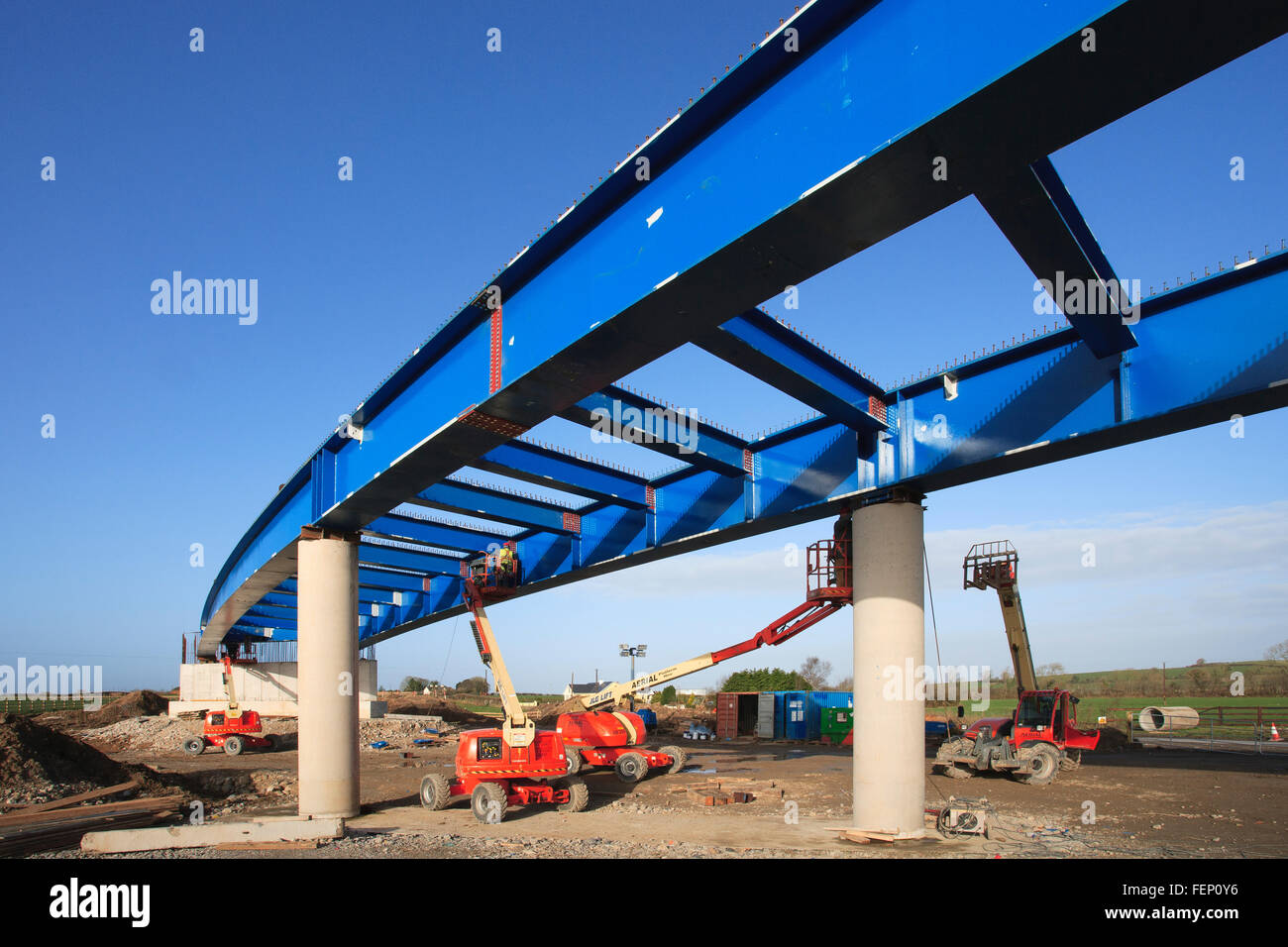 structural steel bridge span assembly construction Stock Photo