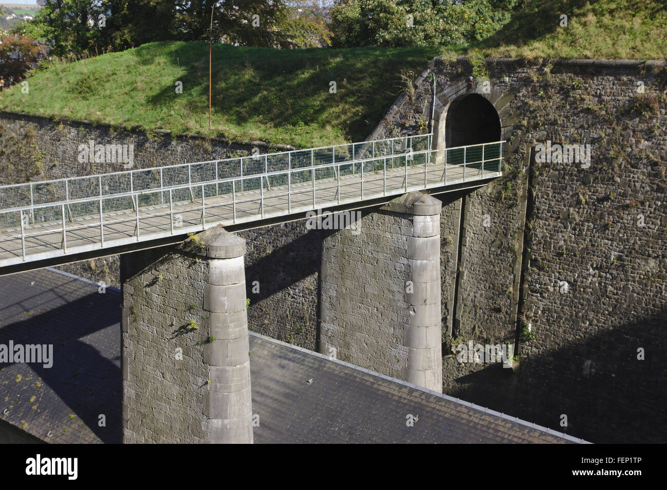 Gate and bridge, citadel of Namur, Belgium Stock Photo