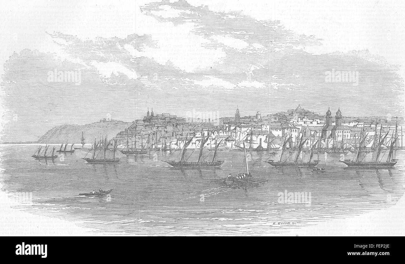 Galatz Map ROMANIA Russian Gun-Boats off Galatz 1853. Illustrated London News ...