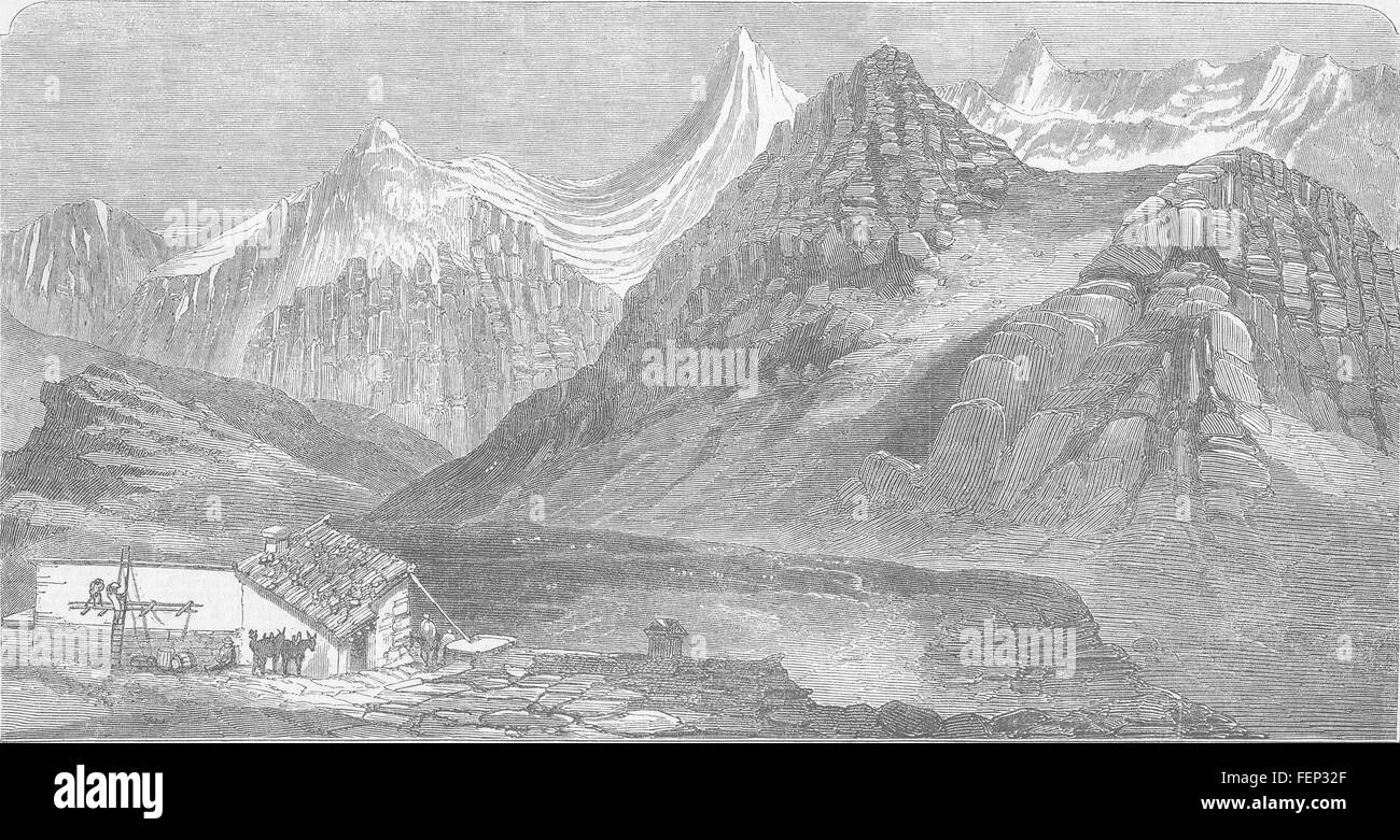 SWITZERLAND View from the top of the Faulhorn. Bernese Alps 1853. Illustrated London News Stock Photo