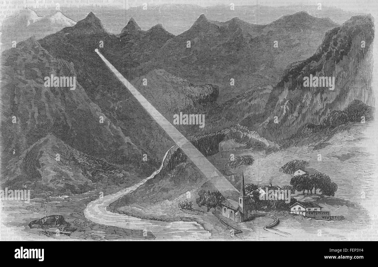 SWITZERLAND Martin's Loch & the Segnes Pass, Bernese Alps, from Elm 1859. Illustrated London News Stock Photo