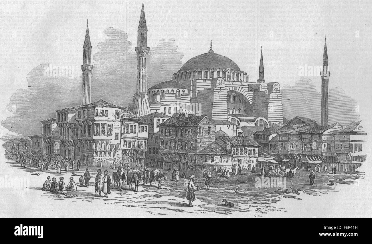 ISTANBUL Hagia Sophia The Mosque of St Sophia 1853. Illustrated London