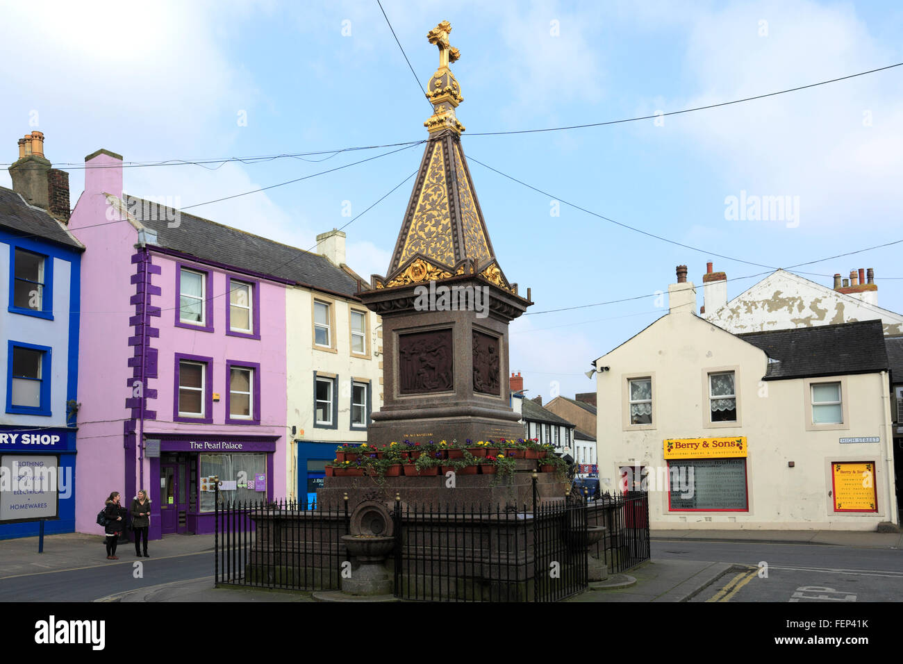 The Fountain memorial High Street, Wigton town, Cumbria county, England