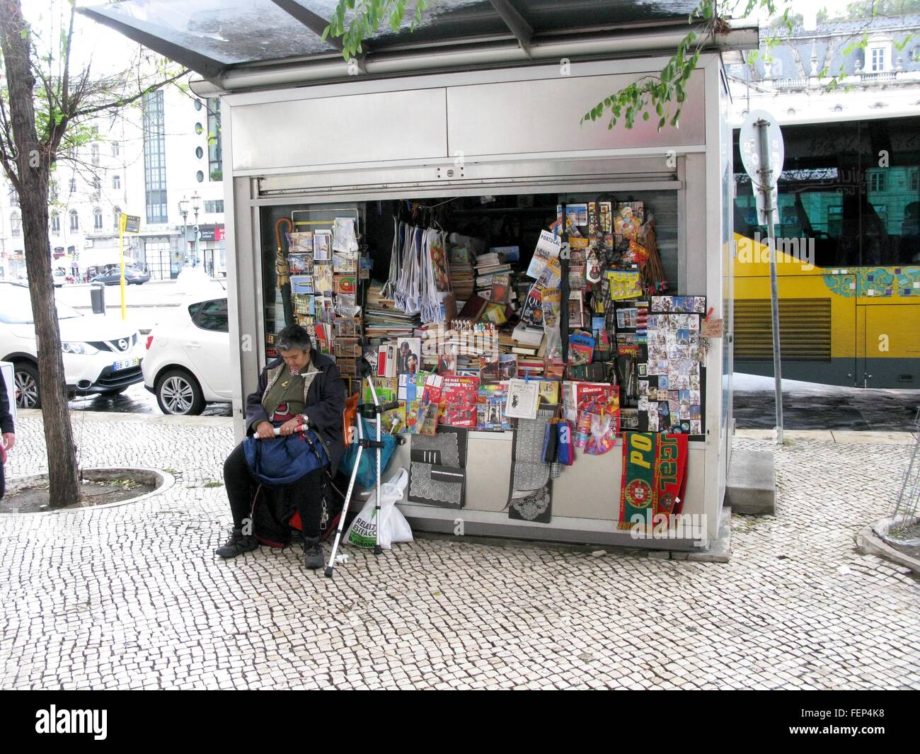news paper kiosk in Lisbon Stock Photo
