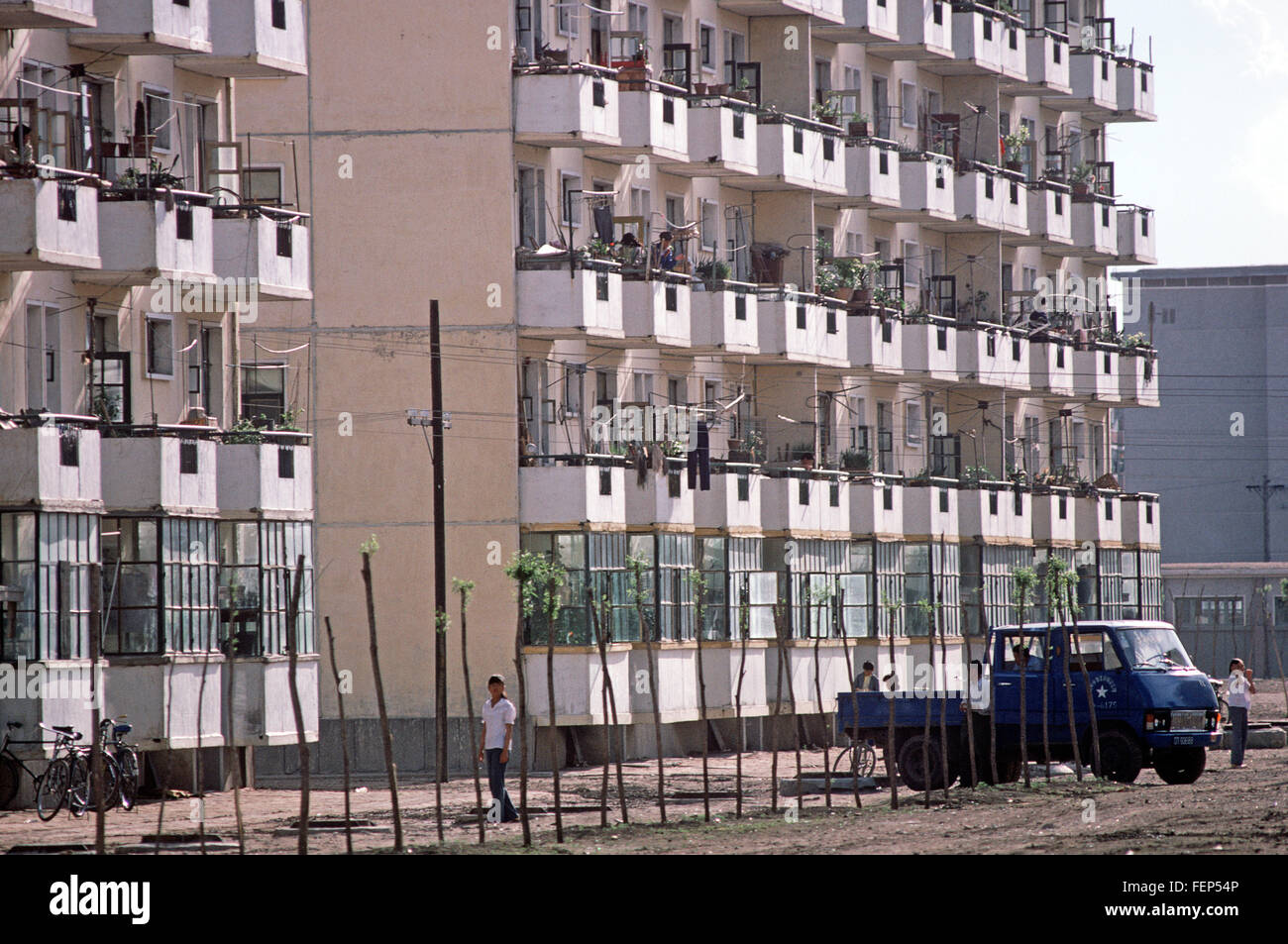 Chinese oil workers apartments, Daqing oil town,  Heilongjiang Province, China Stock Photo