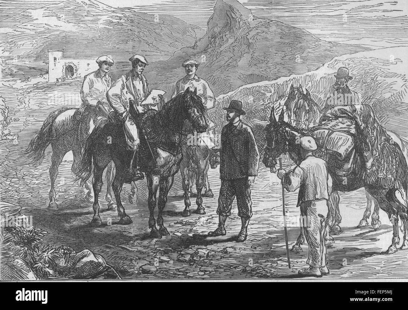 THE CIVIL WAR IN SPAIN A Carlist outpost near Pamplona 1874. Illustrated London News Stock Photo
