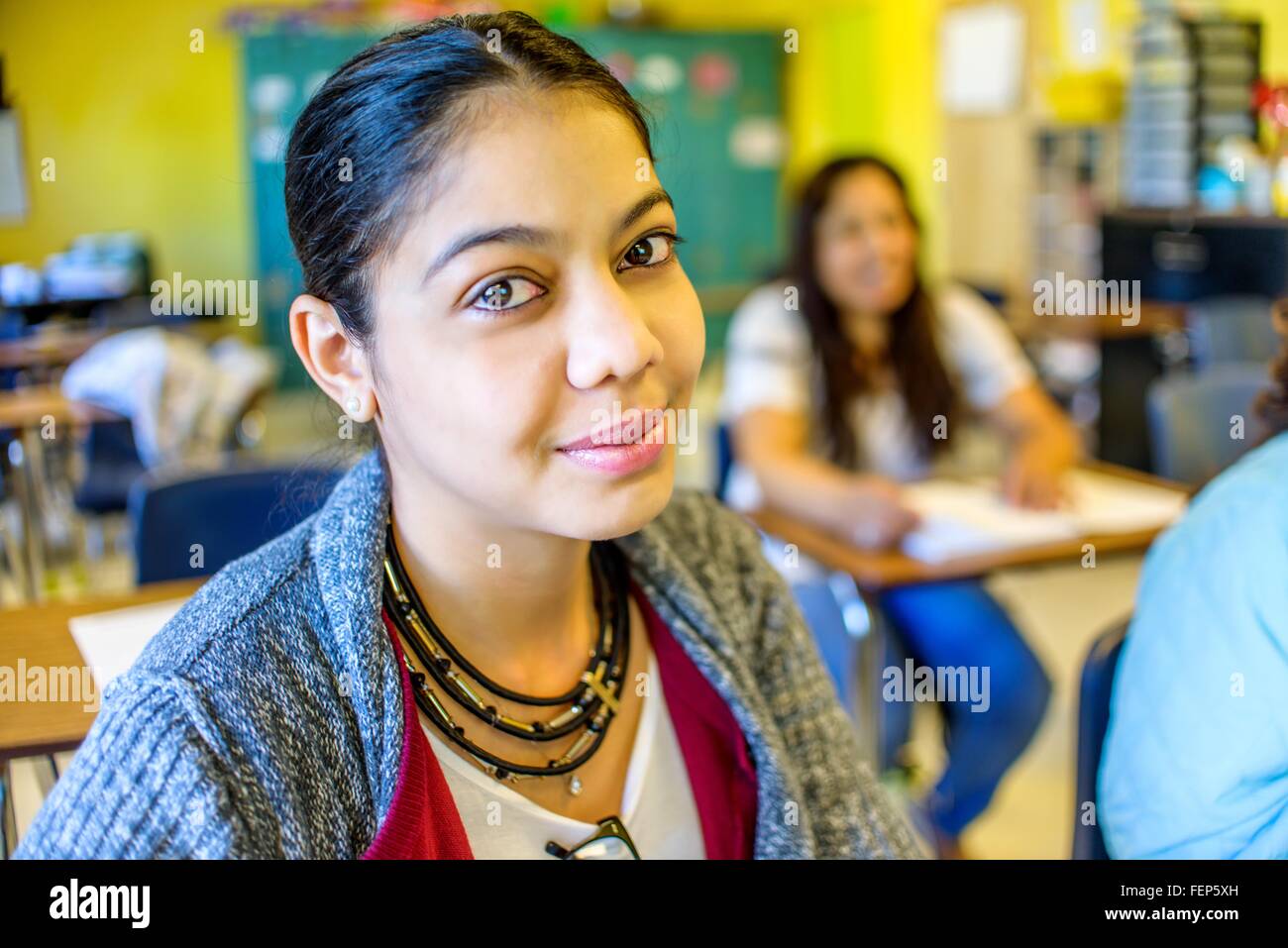Portrait of female mature student in class Stock Photo