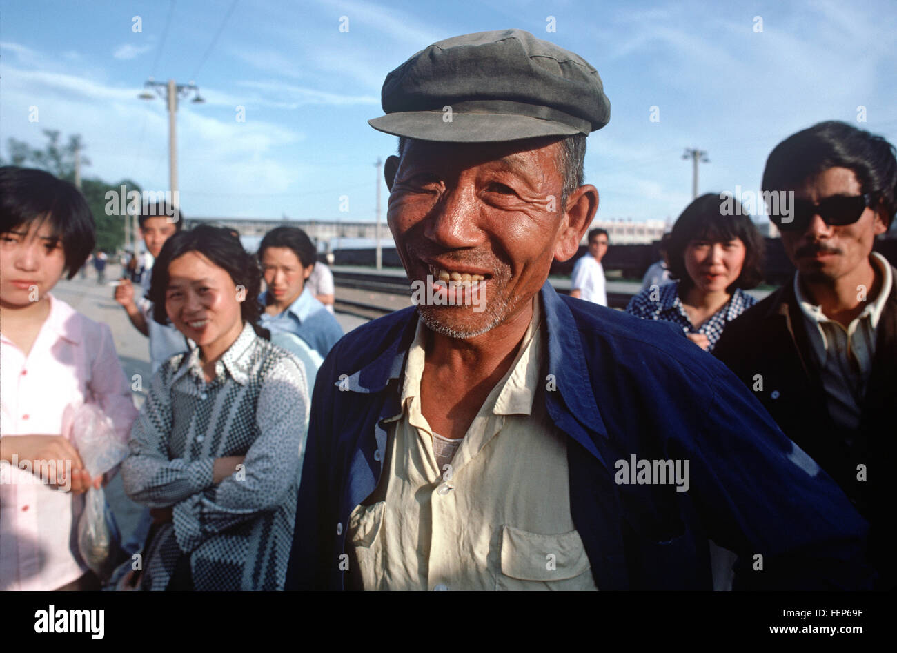 Railway passenger at Daqing railway station, Heilongjiang Province, China Stock Photo