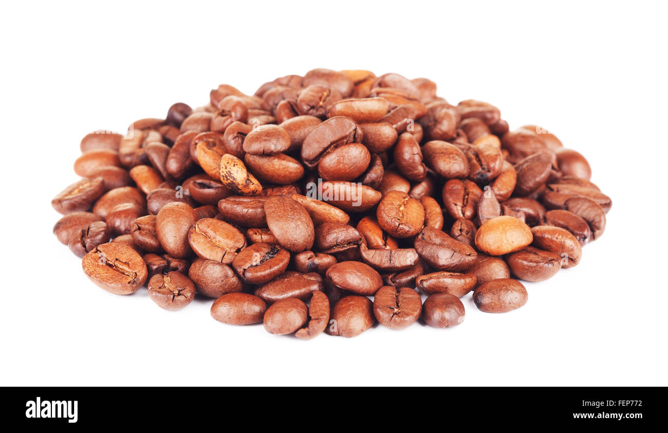 Roasted Coffee Beans Pile, Isolated On White Background Stock Photo - Alamy