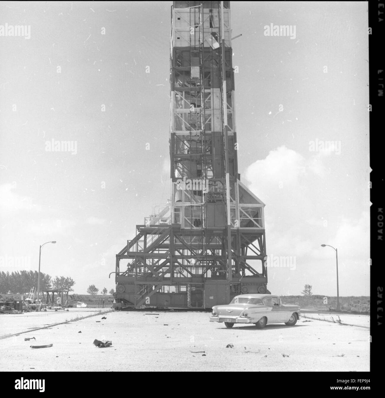 This image details the damage to the AtlasABLE 9C during a test, taken at Pad 12, providing insight into the challenges faced in early missile and aerospace testing. Stock Photo