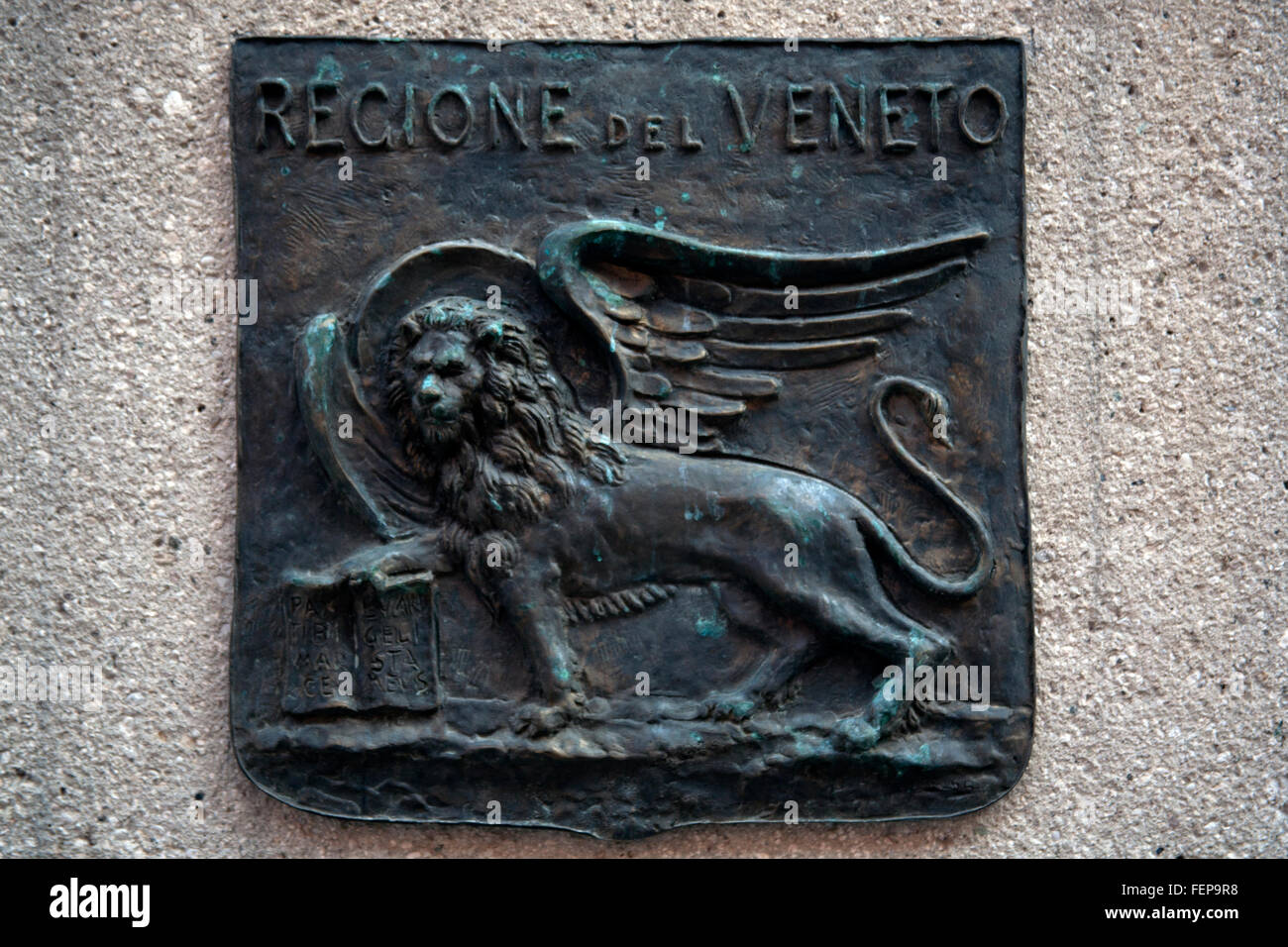 Venetian lion plaque the Lion of Venice - the symbol of Venice, Italy Stock Photo