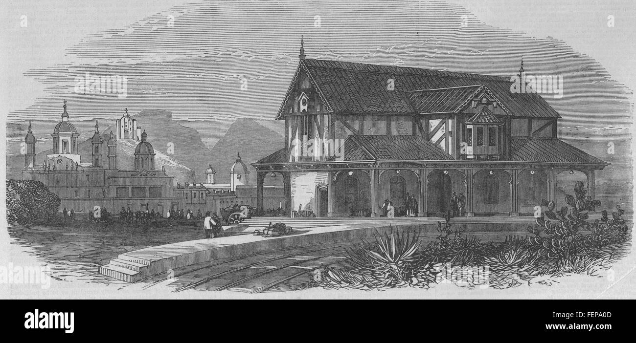 print Guadalupe Hidalgo 1866 Railway station MEXICO near the City of Mexico 