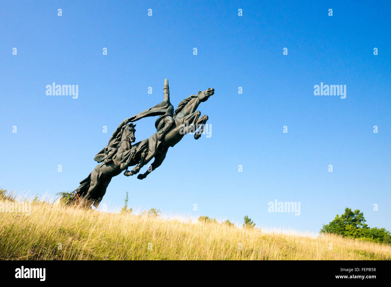 Soviet monument of 1975 to the 1st Cavalry Army of Budyonny' (Konarmia) near Olesko, Lviv Region, Ukraine Stock Photo