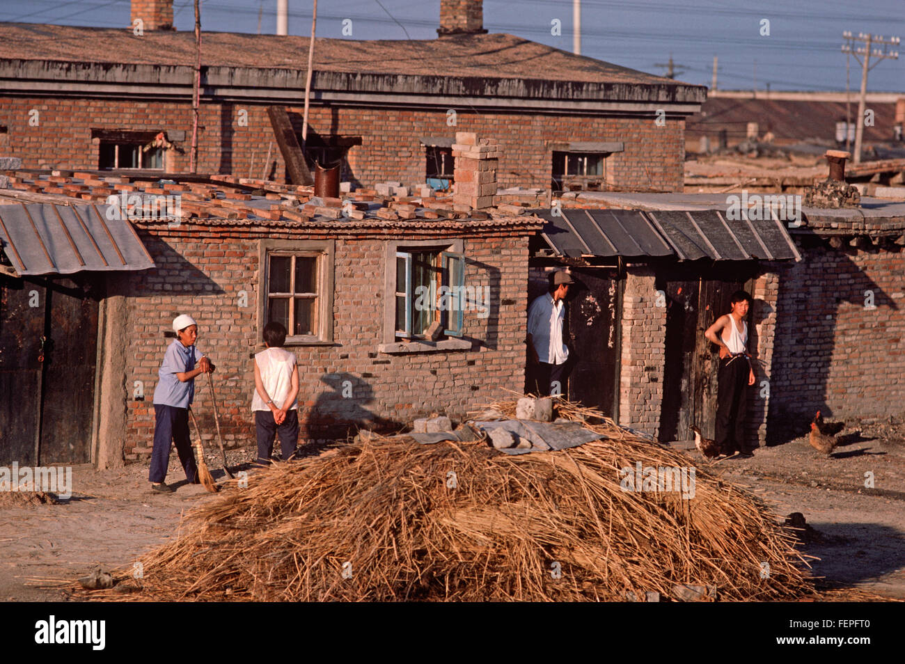 straw in Heilongjiang Province rural village, China Stock Photo