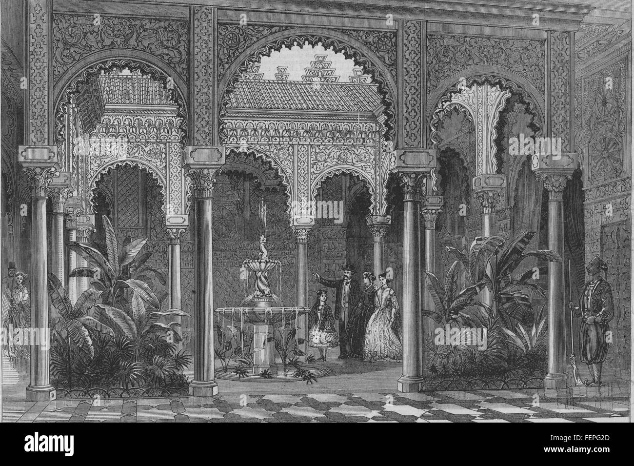 TUNISIA Interior of the Palace of the Bey of Tunis 1867. Illustrated London News Stock Photo