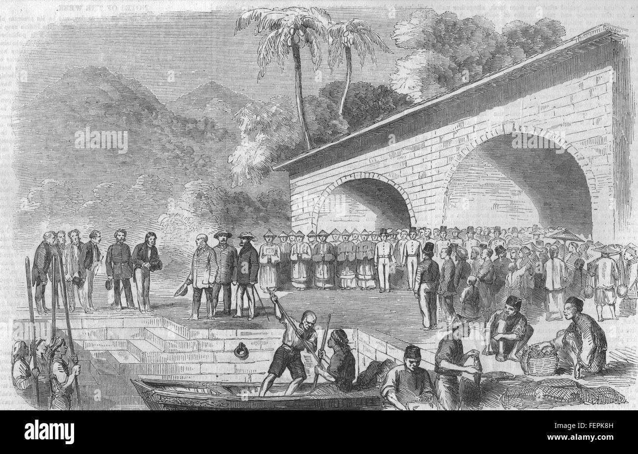 MALAYSIA Embarkation of the Earl Of Elgin at Penang for China 1857. Illustrated London News Stock Photo