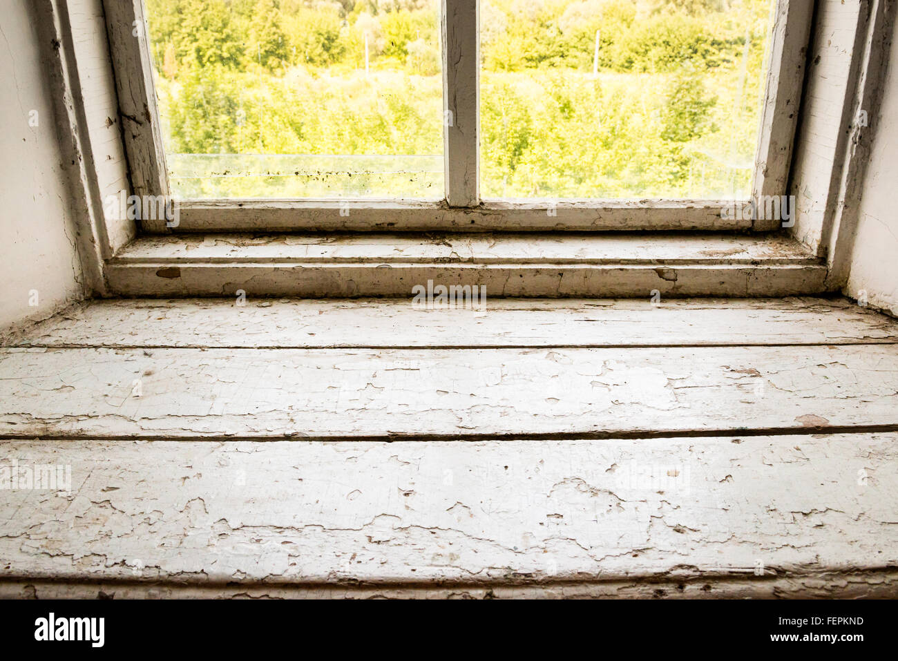 Shabby window sill Stock Photo