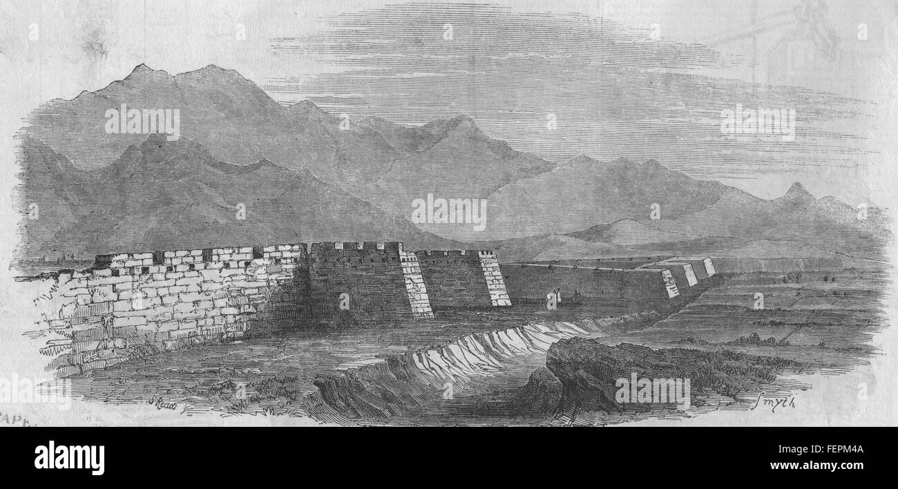 CHINA The Great Wall, seen from the top of the Tower 1850. Illustrated