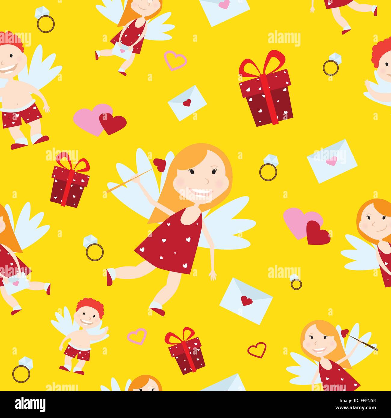 Valentine Day cupid angel cartoon style vector illustration Stock ...
