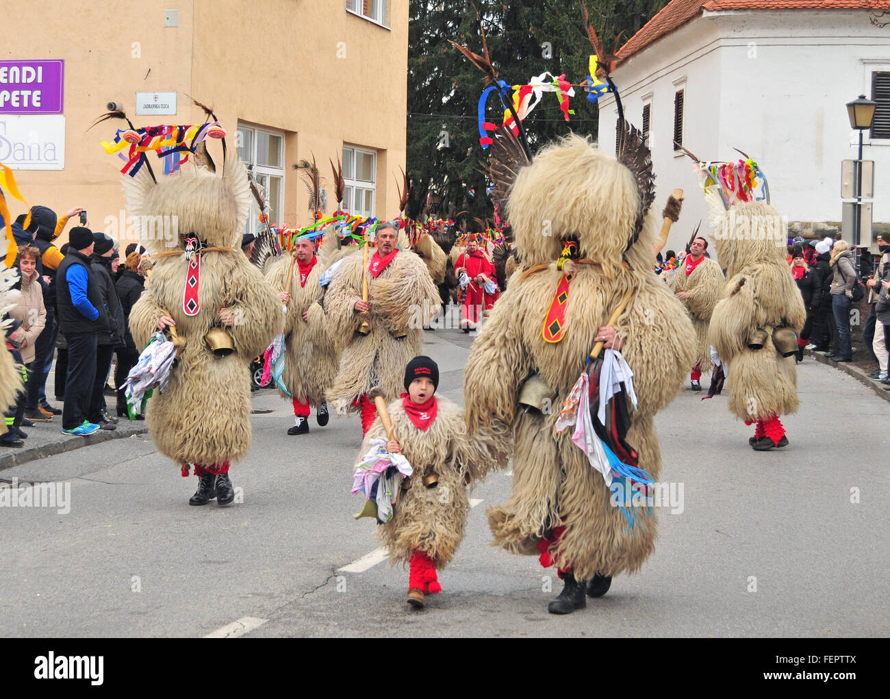 Ptuj, Slovenia - February 7, 2016 - Traditional carnival with