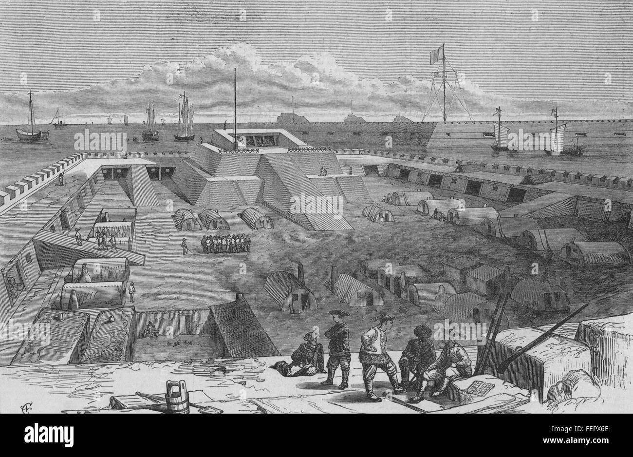 CHINA Tianjin Concessions The Hai River Forts, TienTsin 1873