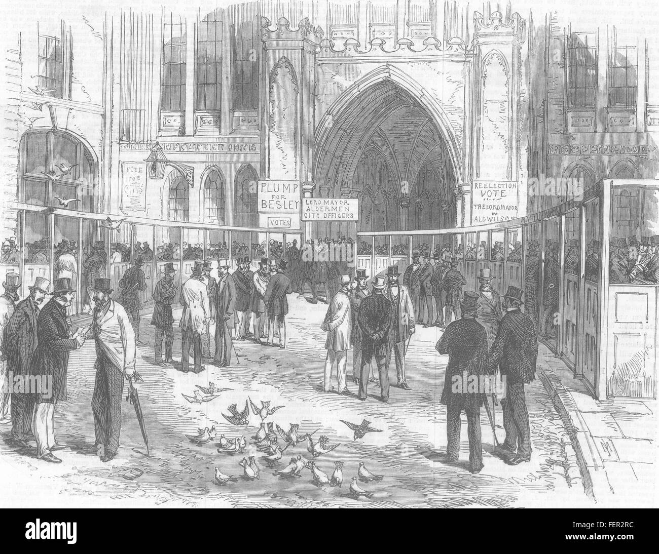 LONDON registration of the Livery in Guildhall Yard 1869. Illustrated London News Stock Photo