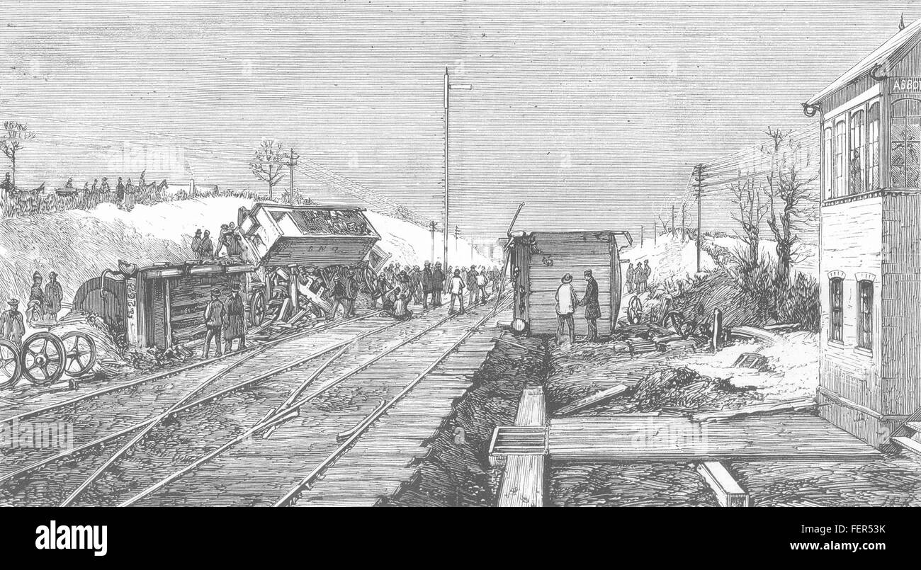 HUNTINGDONSHIRE The Railway Accident at Abbot's Ripton 1876. The Graphic Stock Photo