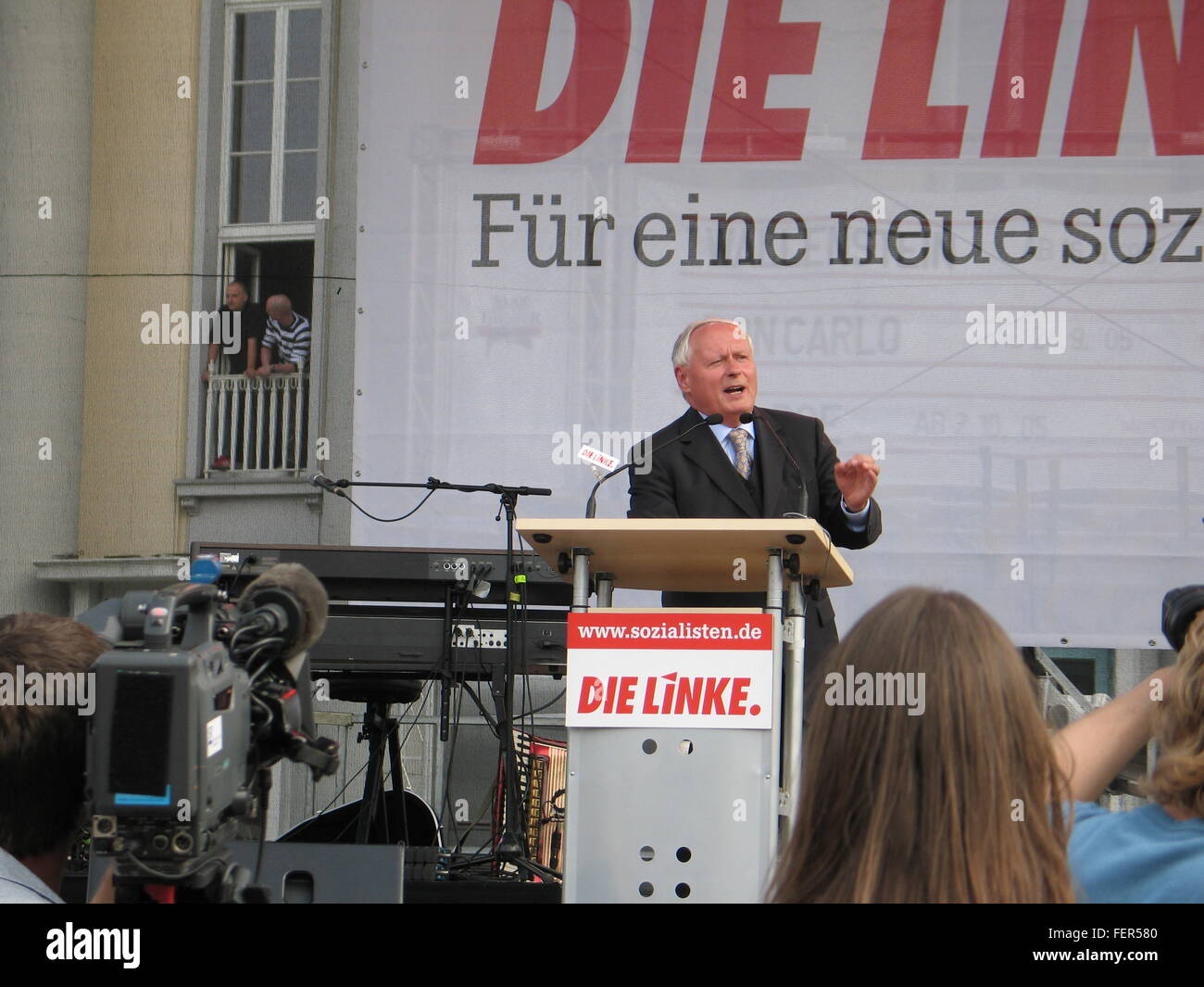 Oskar Lafontaine from the German Party 'Die Linke', at the election 2005, in Saarbrücken, Germany Stock Photo