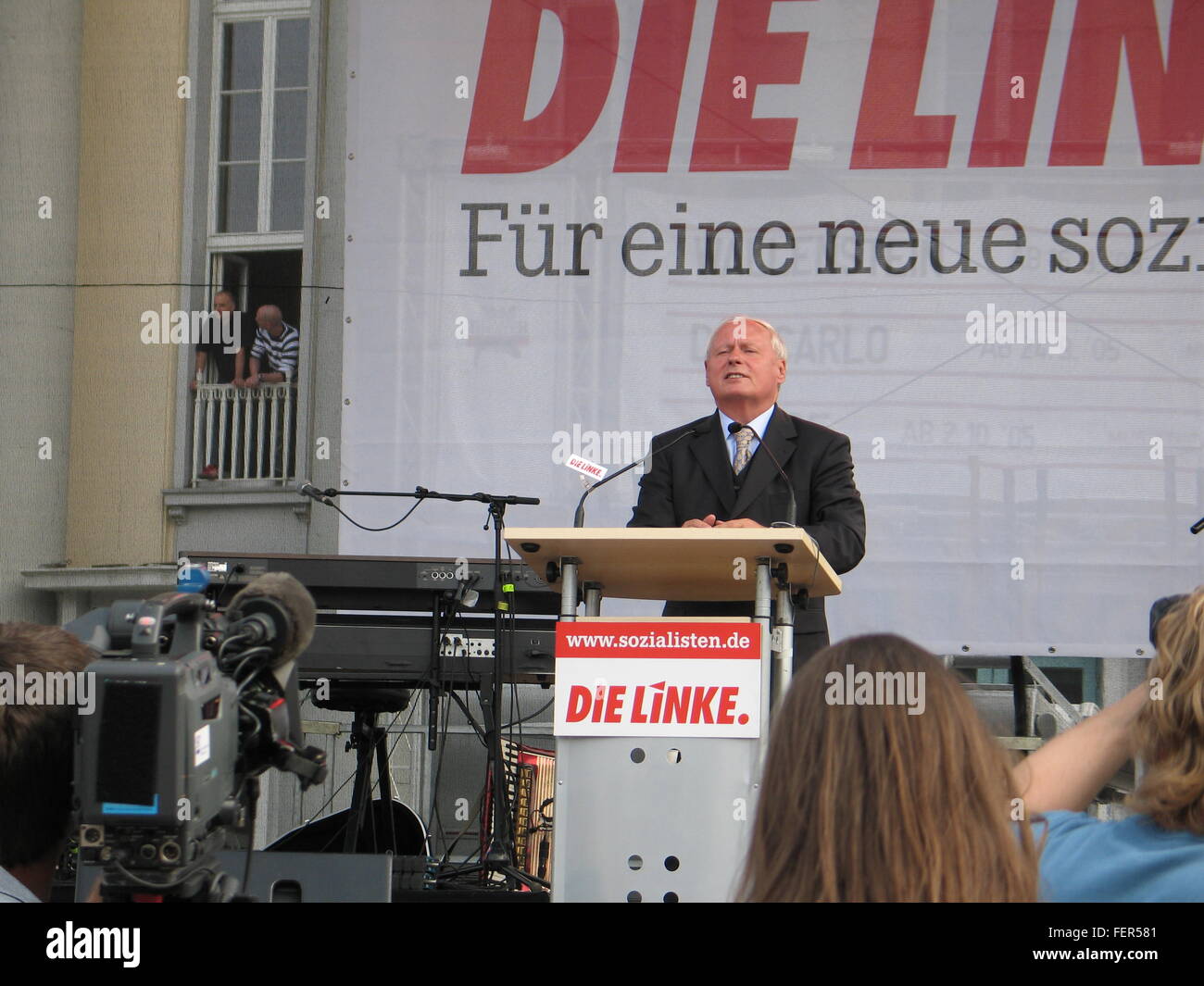 Oskar Lafontaine from the German Party 'Die Linke', at the election 2005, in Saarbrücken, Germany Stock Photo