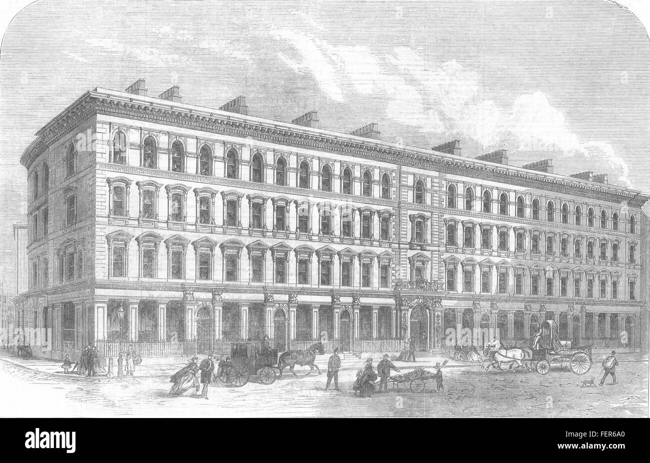 LEADENHALL-STREET Buildings built on site of the old India House. London 1866. Illustrated London News Stock Photo