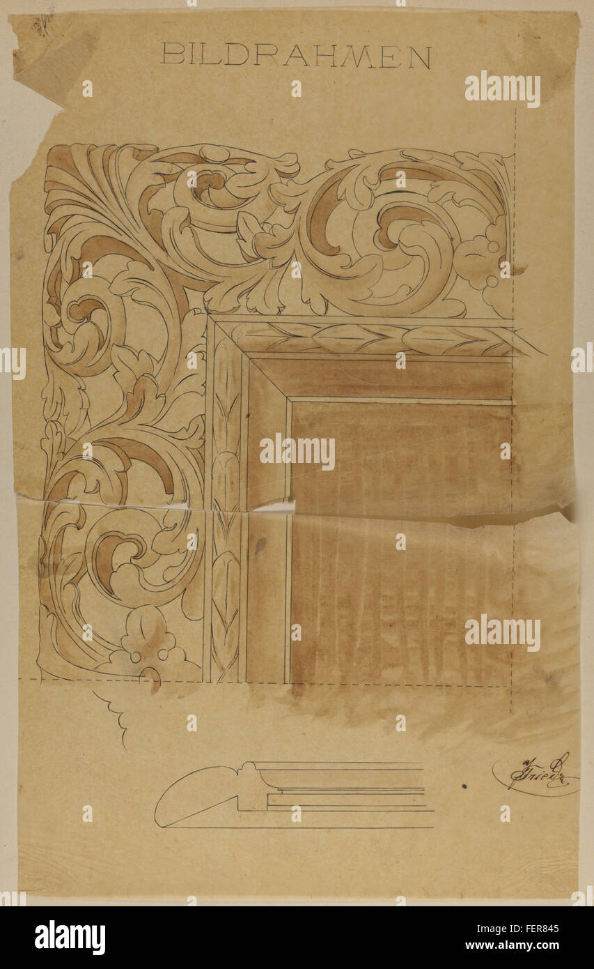 Johann Friedl's sketchbook decoration for picture frame Stock Photo