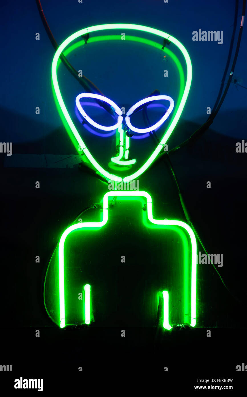 Alien neon sign, Roswell, New Mexico USA Stock Photo