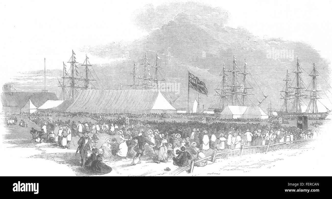 GRAVESEND The Canterbury colonists. Kent 1850. Illustrated London News Stock Photo