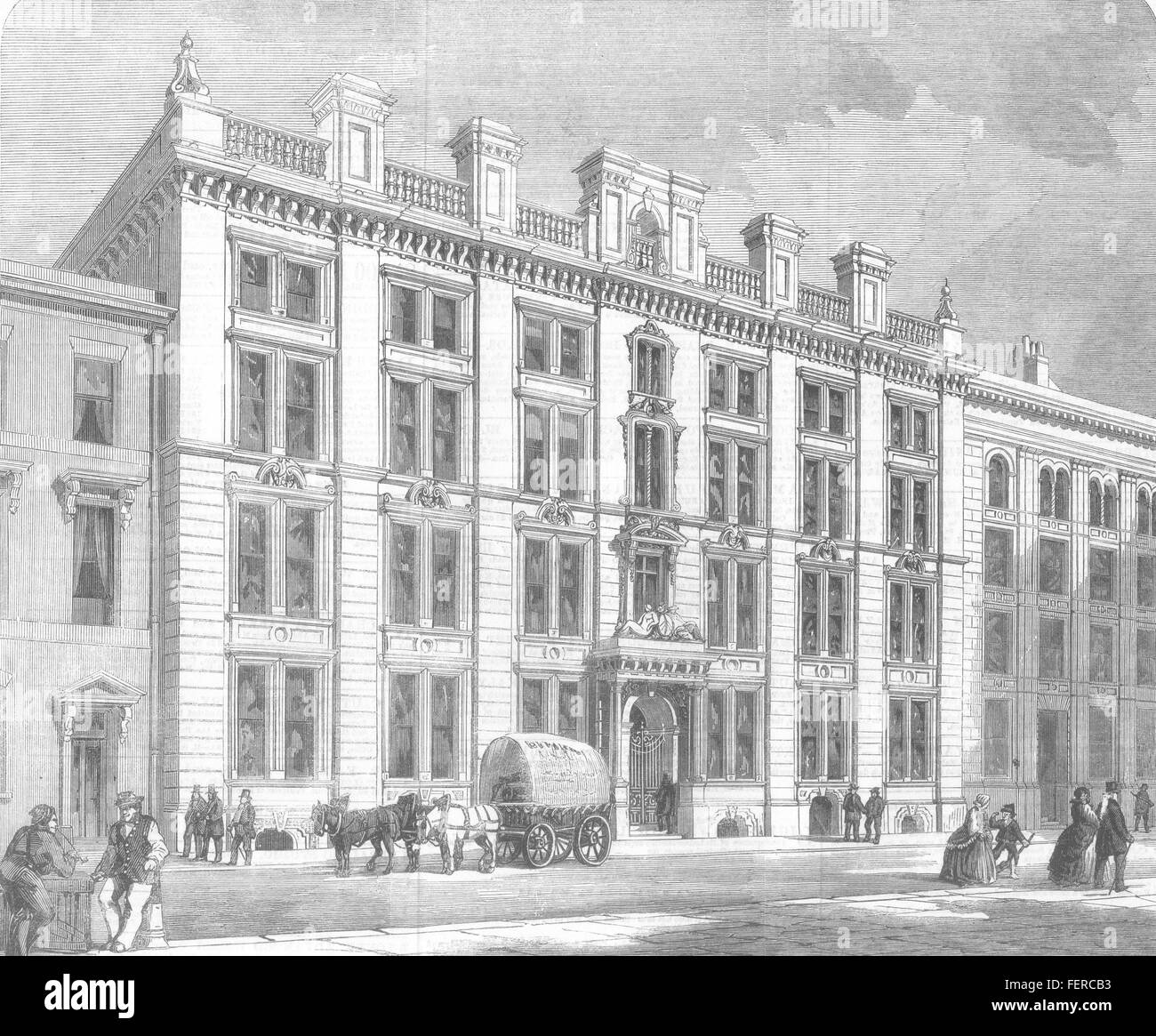LONDON Offices and sale rooms in MincingLane, City 1860. Illustrated
