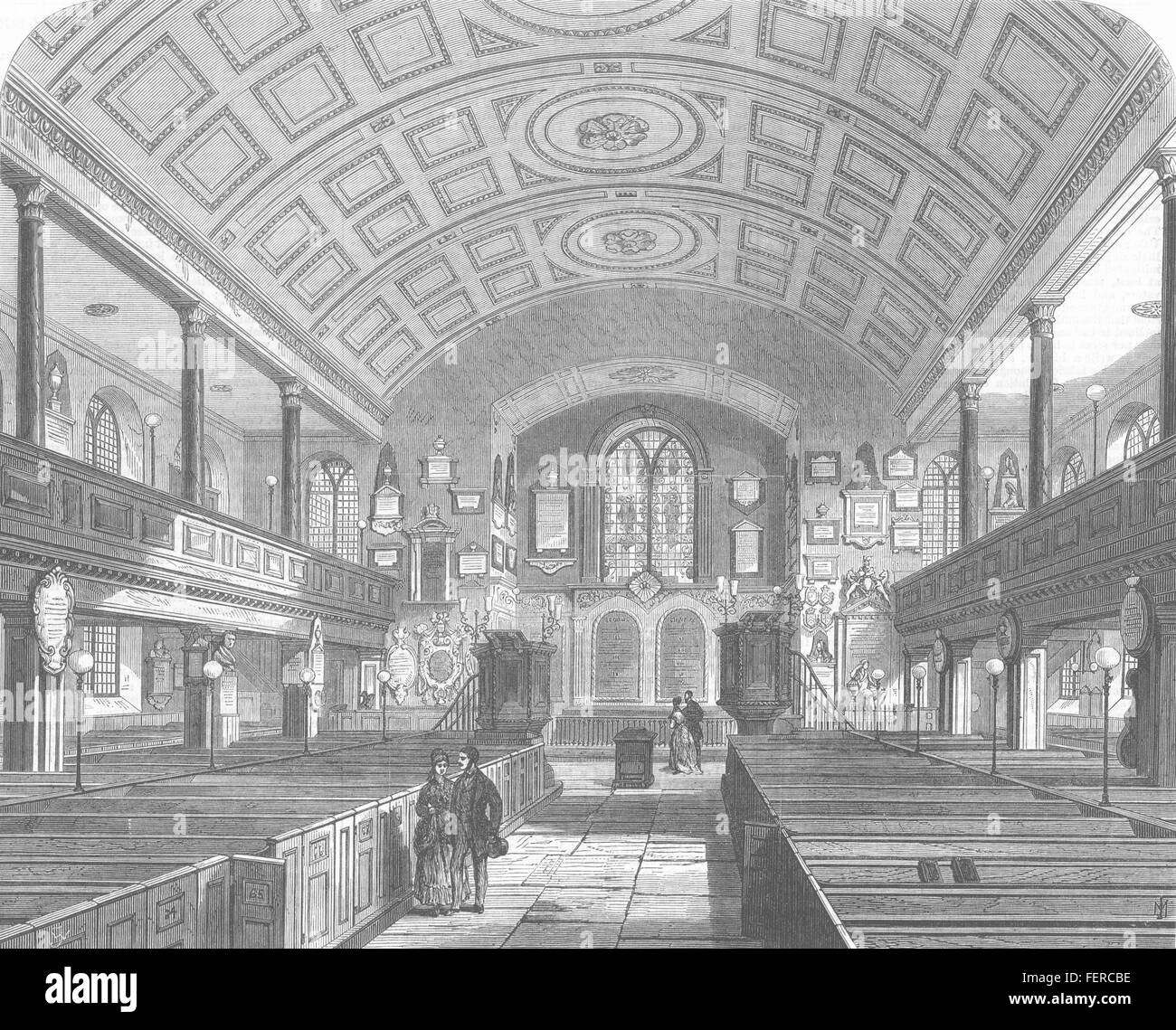 LONDON Kensington Old Church 1869. Illustrated London News Stock Photo