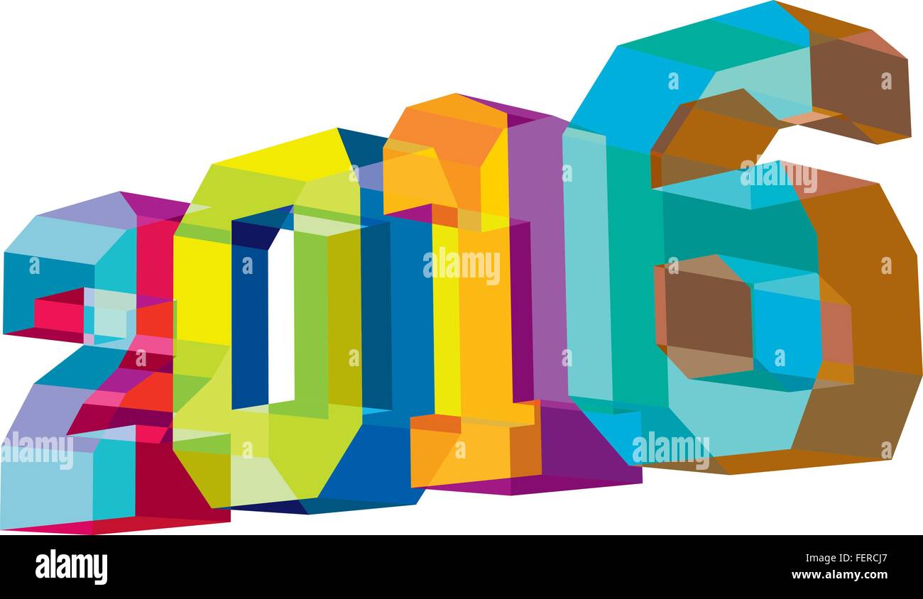 Low polygon style illustration of the number new year 2016 viewed from ...