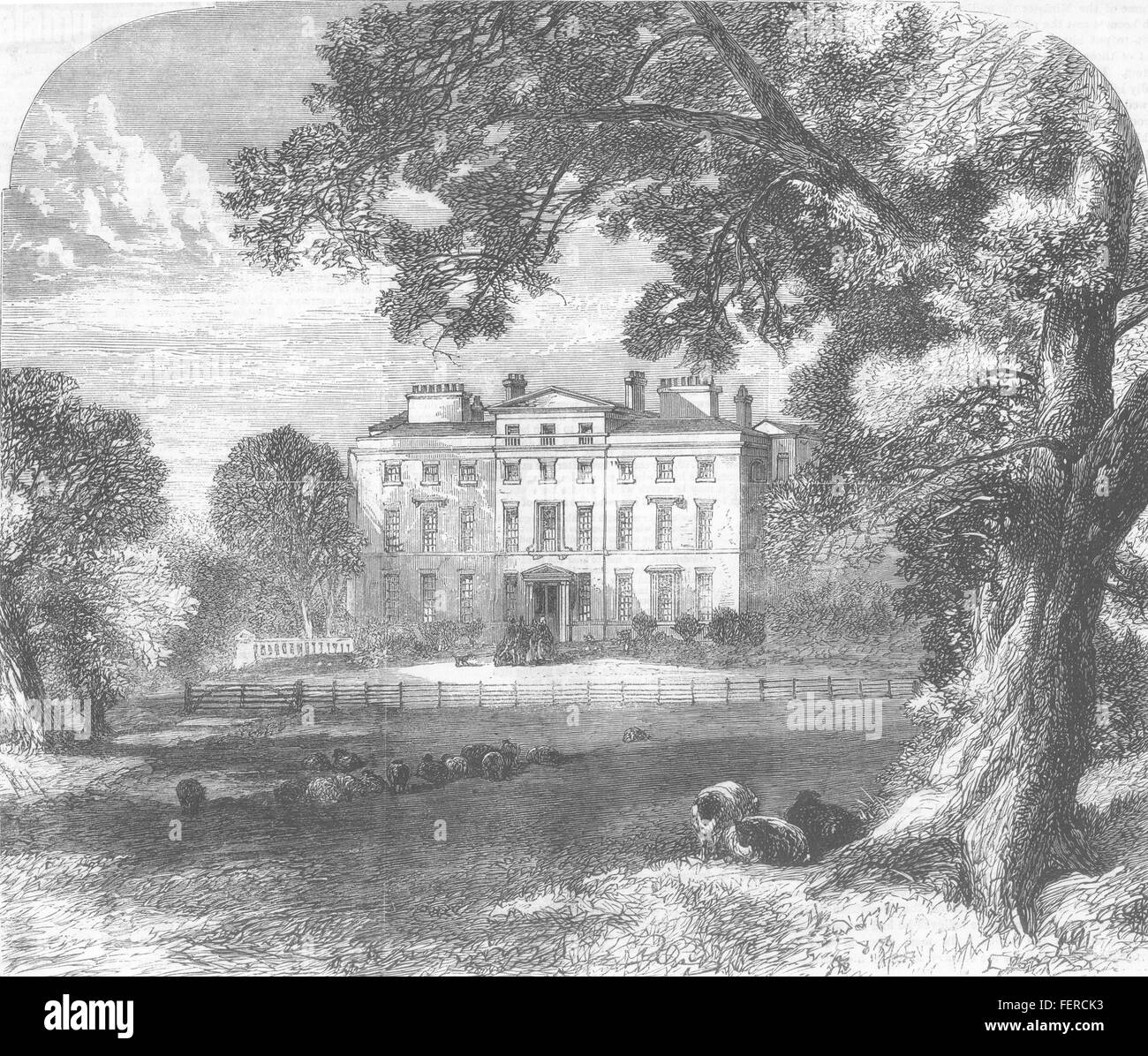 HERTFORDSHIRE Brocket Hall, Hatfield, Herts, where Lord Darwin died 1865. Illustrated London News Stock Photo
